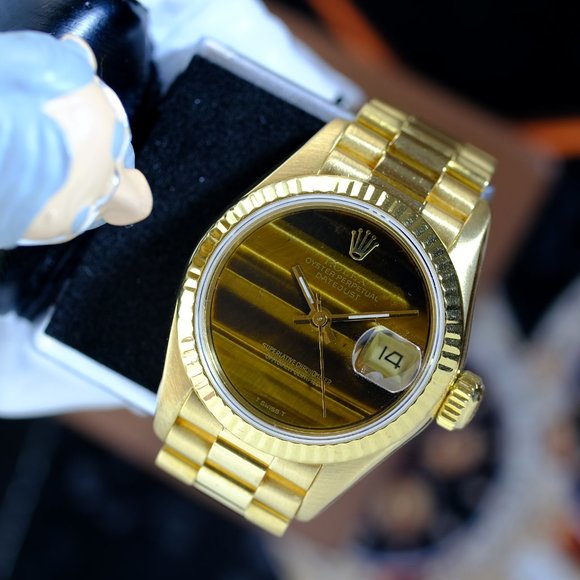 Rolex Ladies Datejust Factory Wood Dial 18K Gold - Picture 7 of 13